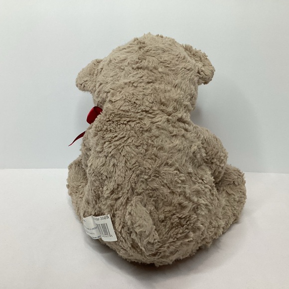 HugFun Teddy Bear Holds Red Heart XOXO Stitching Plush Stuffed 12" Red Bow Love - Picture 5 of 9